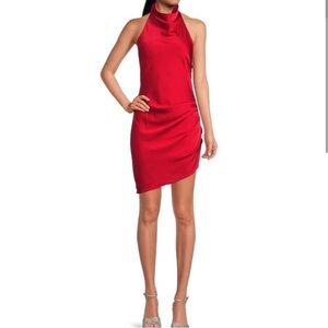 Gianni Bini Peyton Ruched Satin Red Cocktail Dress